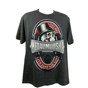 Metal Mulisha T Shirt Large Men's Gray Skull Print